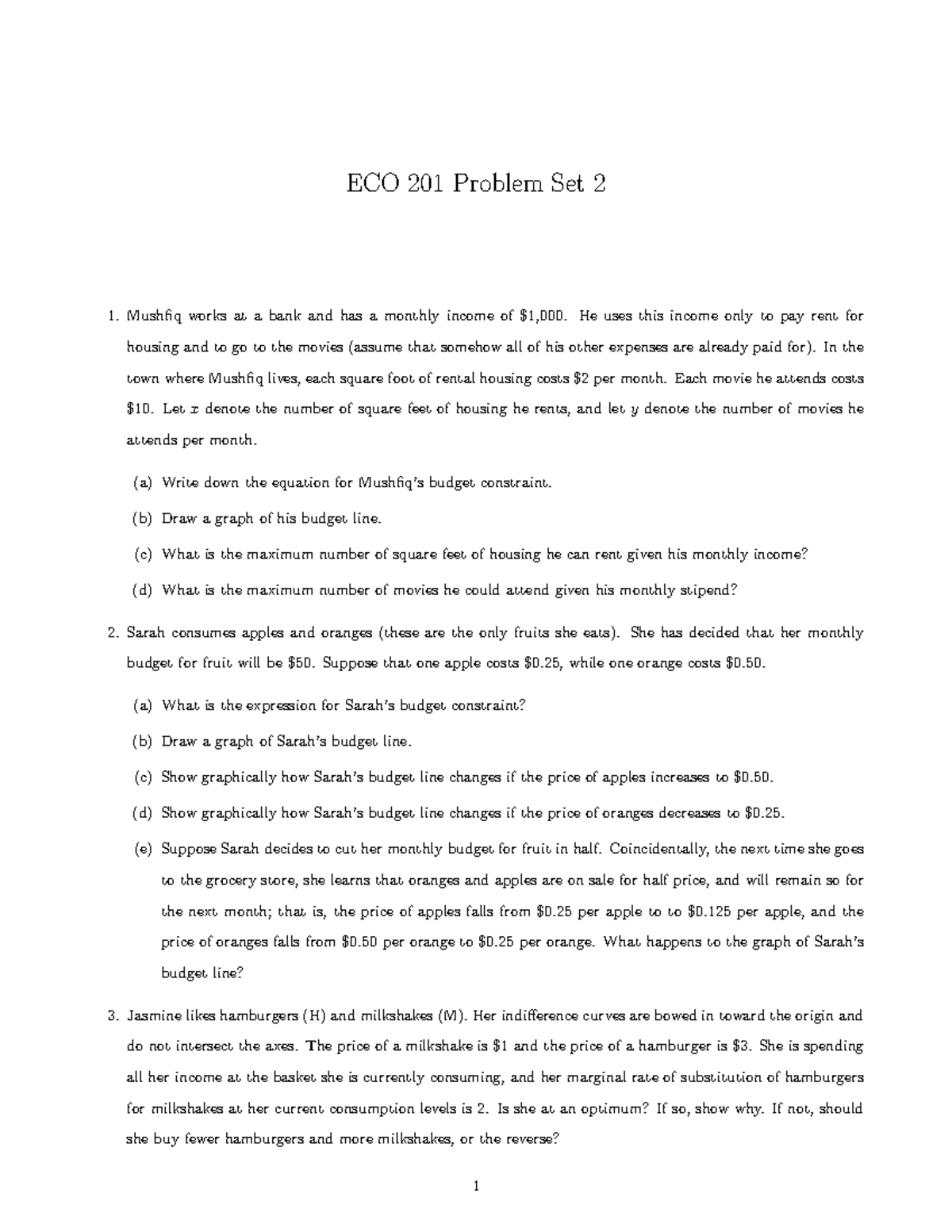 Problem+Set+2 - Book - ECO 201 Problem Set 2 Mushfiq works at a bank ...