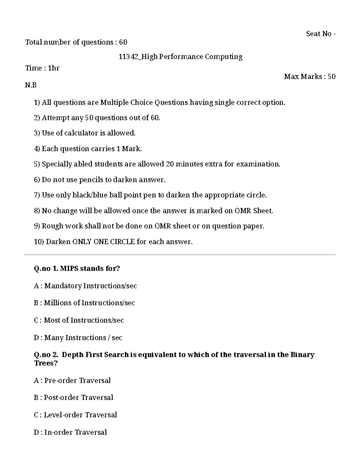 HPC Whee Box High Performance Computing MCQs Total number of