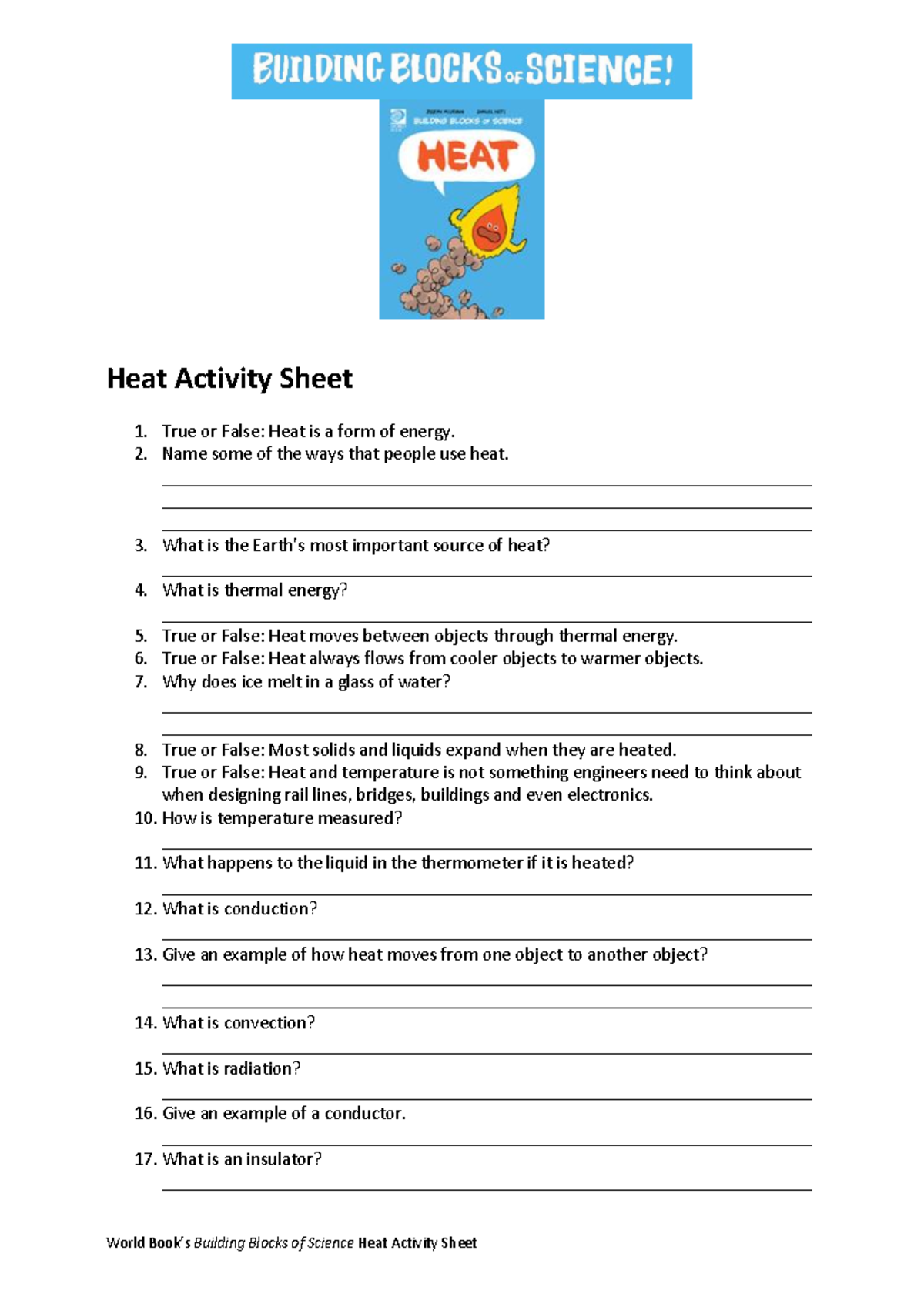 Heat-Activity-Sheet - WORKSHEET - World Book’s Building Blocks of