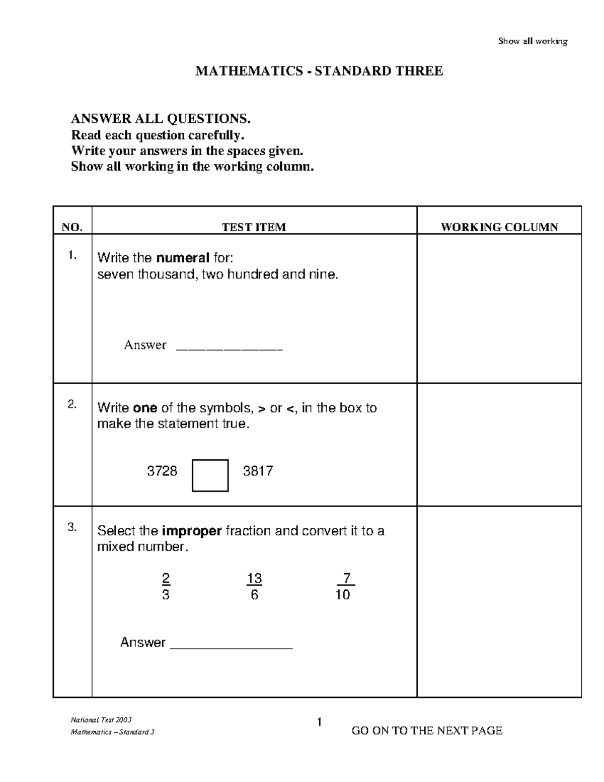 NT2003 Math Std 3 - Notes - National Test 2003 1 MATHEMATICS - STANDARD ...