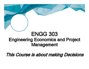 Engg 303 Assignment 1 Engg 303 Engineering Economics And Project Management 1 Of 1 Engg 303 Assignment 1 Engg 303 Engineering Economics And Project Management 1 Of 1