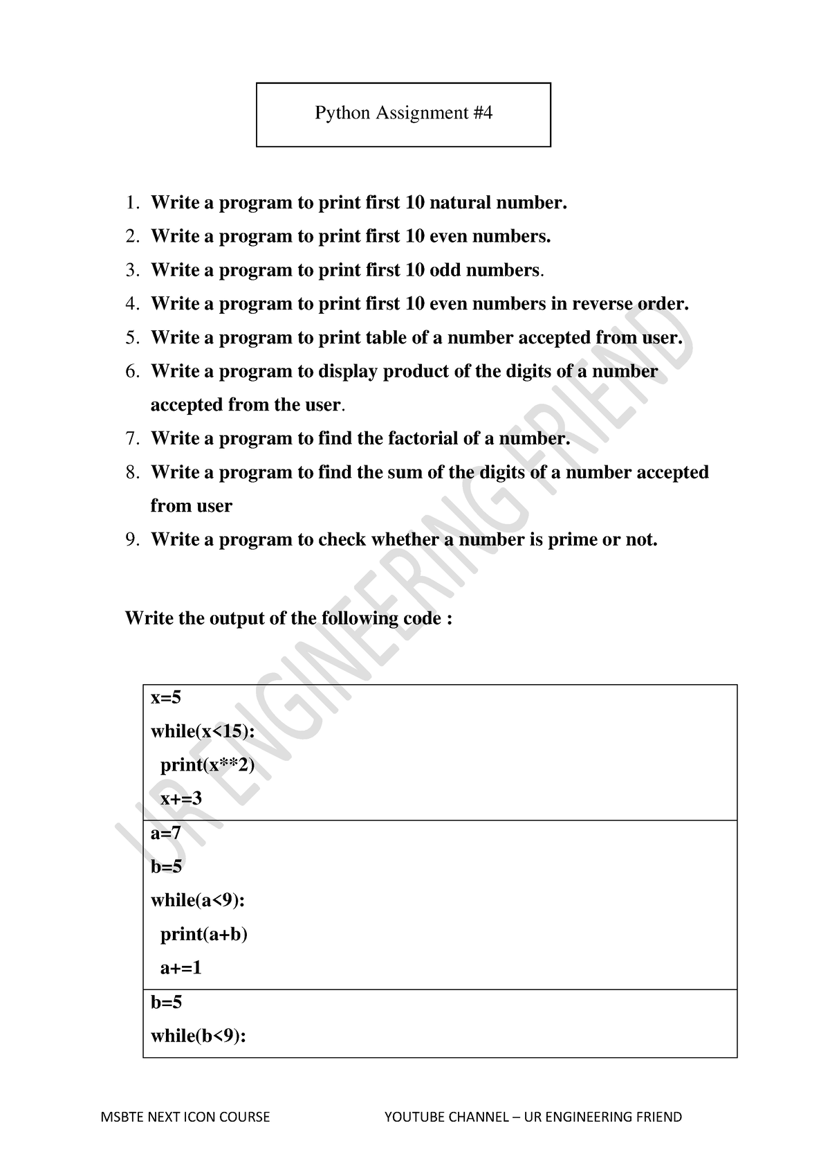 python assignment 4