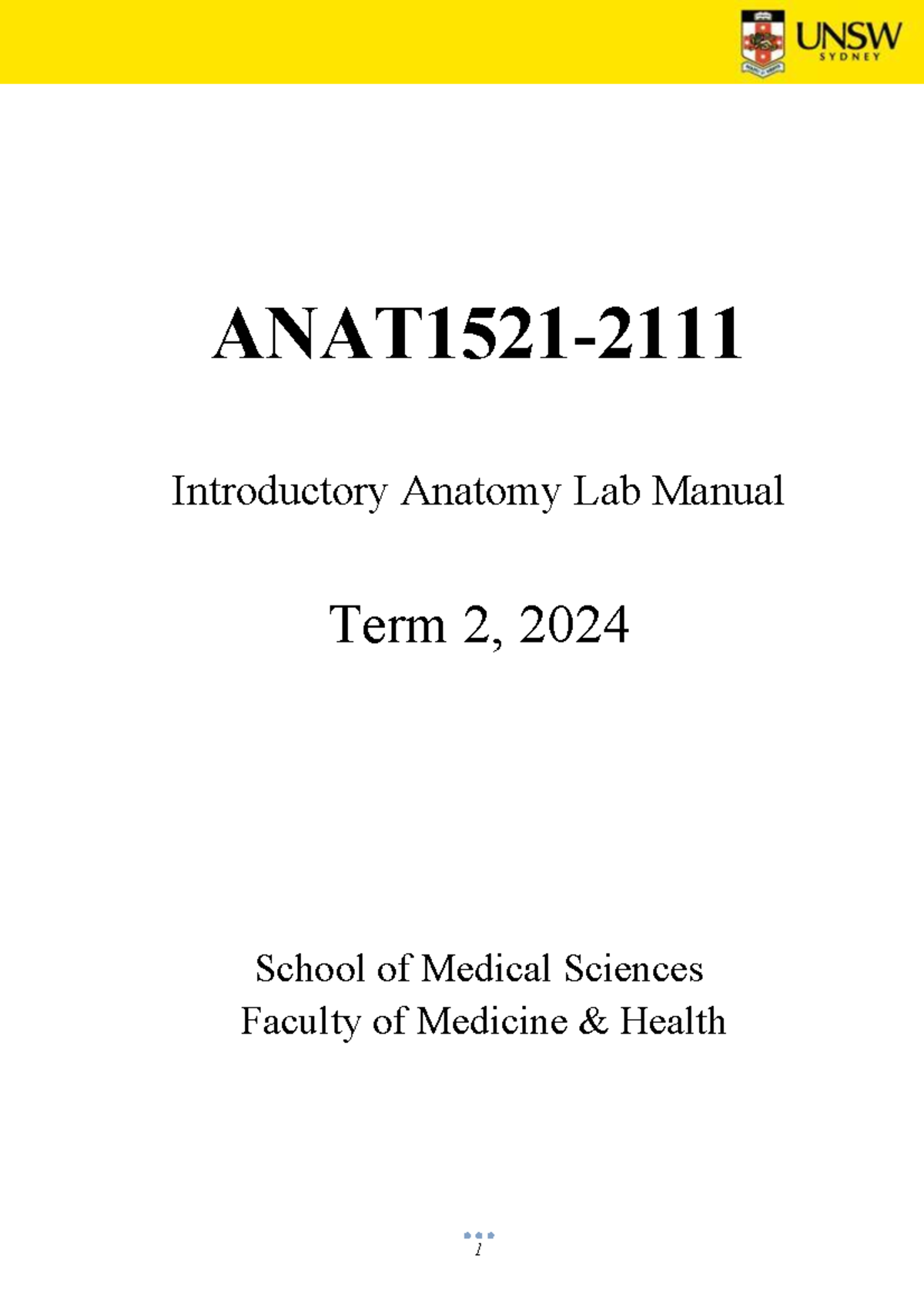 Anatomy Lab Manual - ANAT1521- 2111 Introductory Anatomy Lab Manual ...