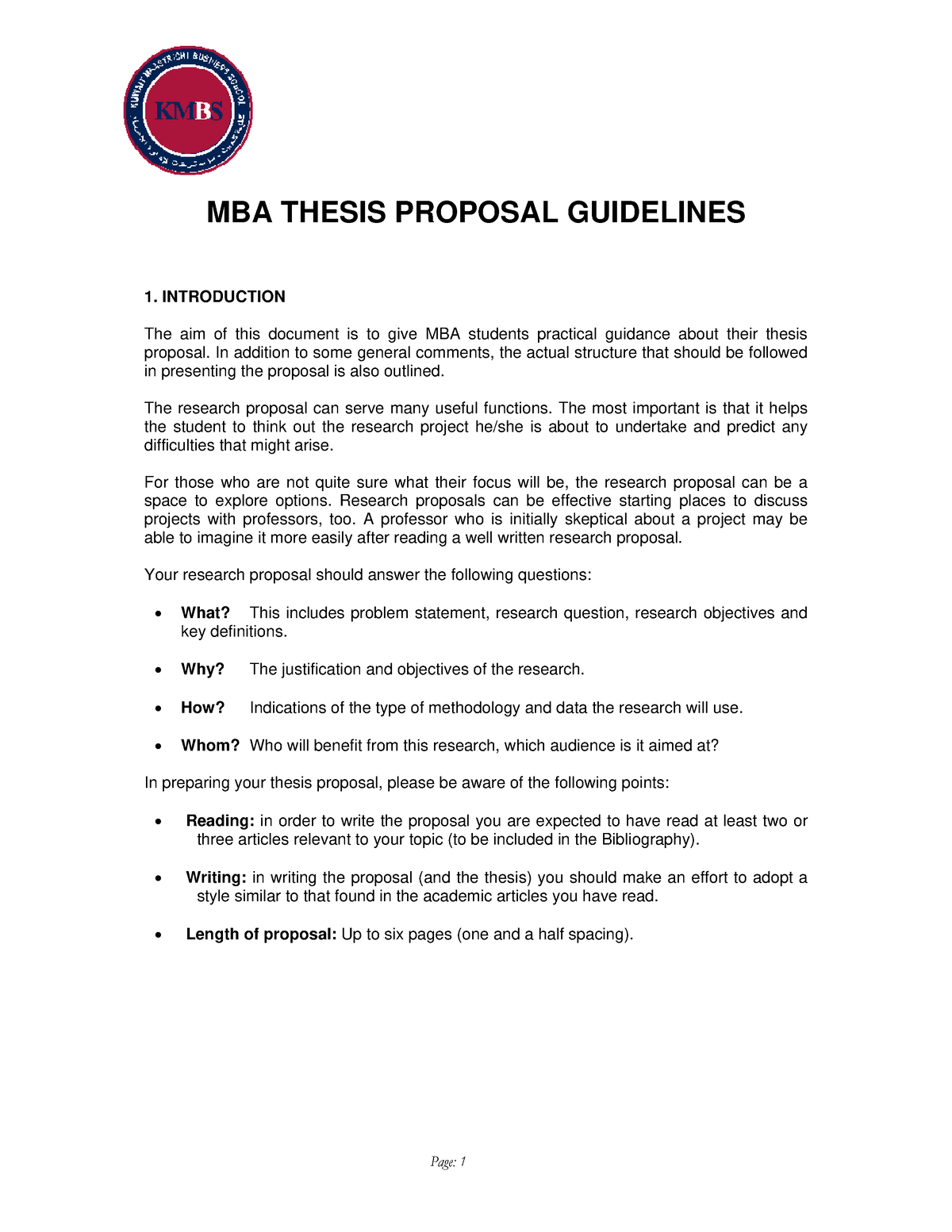 mba thesis guidelines