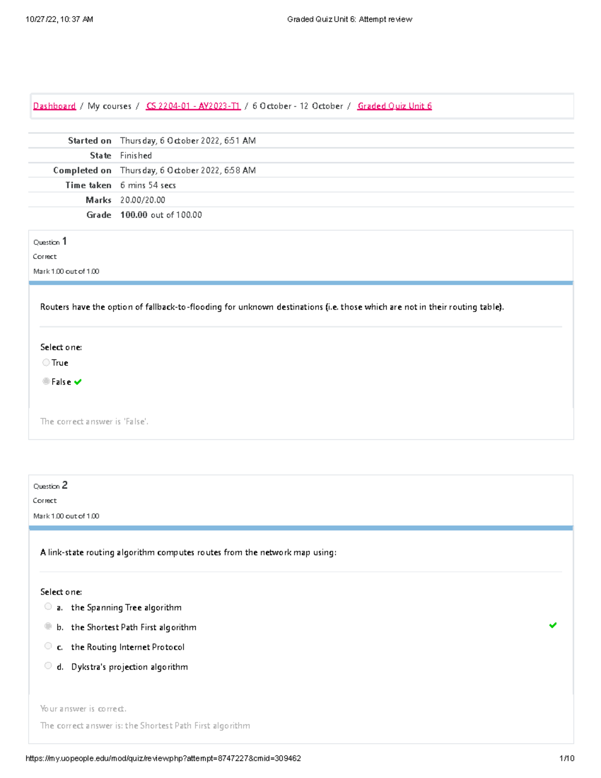 CS 2204 Graded Quiz Unit 6 Attempt Review - Deprecated API Usage: The ...