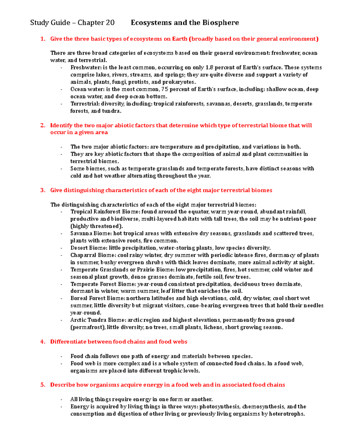 Chapter 20 Study Guide - Professor: Jean Replicon Course: Intro to ...
