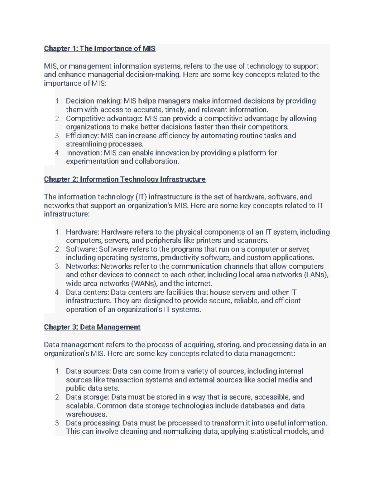 Management Info Systems - Chapter 1: The Importance Of MIS MIS, Or ...