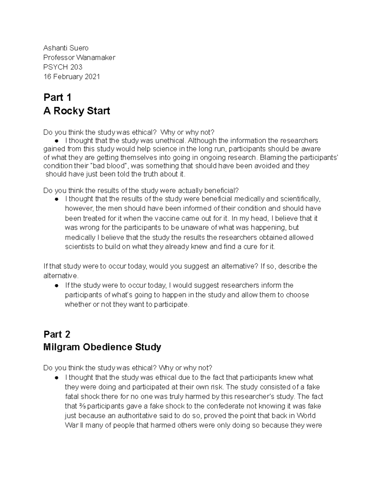 Activity For Chapter 3 - I had Professor Wanamaker, Marlee. These were ...