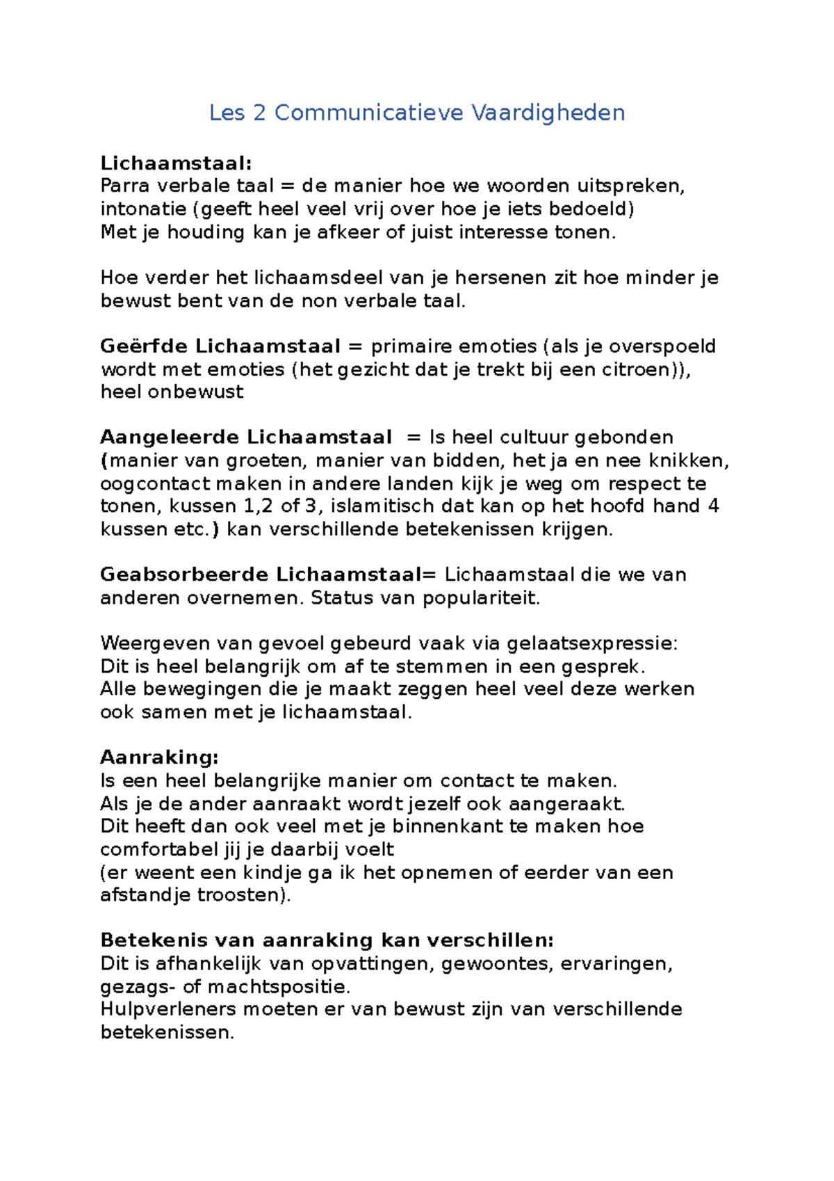 Samenvatting Les 2 Communicatieve Vaardigheden - Les 2 Communicatieve ...