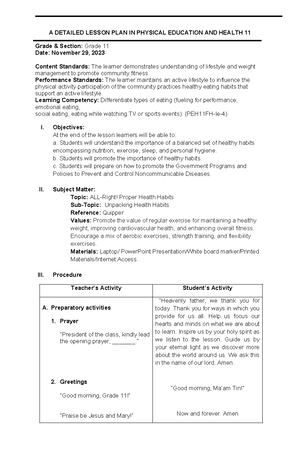 1 A8EL-Ib-1 A8EL-Ia-2 - lesson plan for mapeh - DETAILED LESSON PLAN ...