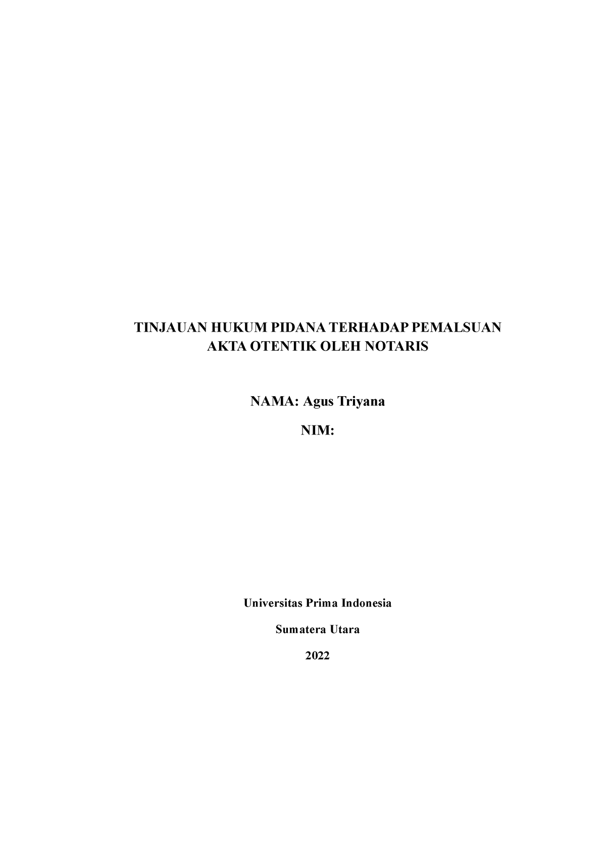 Tinjauan Hukum Pidana Terhadap Pemalsuan AKTA - TINJAUAN HUKUM PIDANA ...