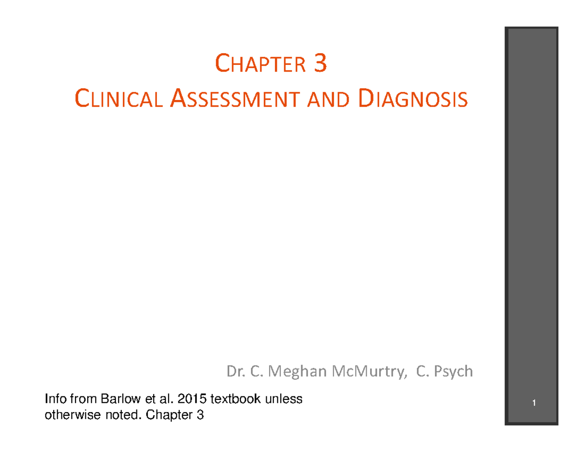 4 Clinical Assessment And Diagnosis - 1 CHAPTER 3 CLINICAL ASSESSMENT ...