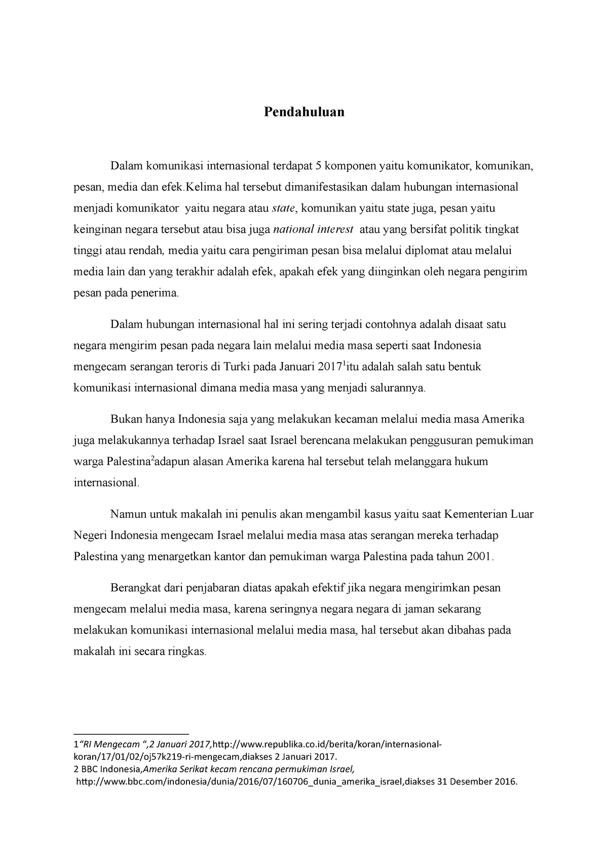 contoh pendahuluan pada essay