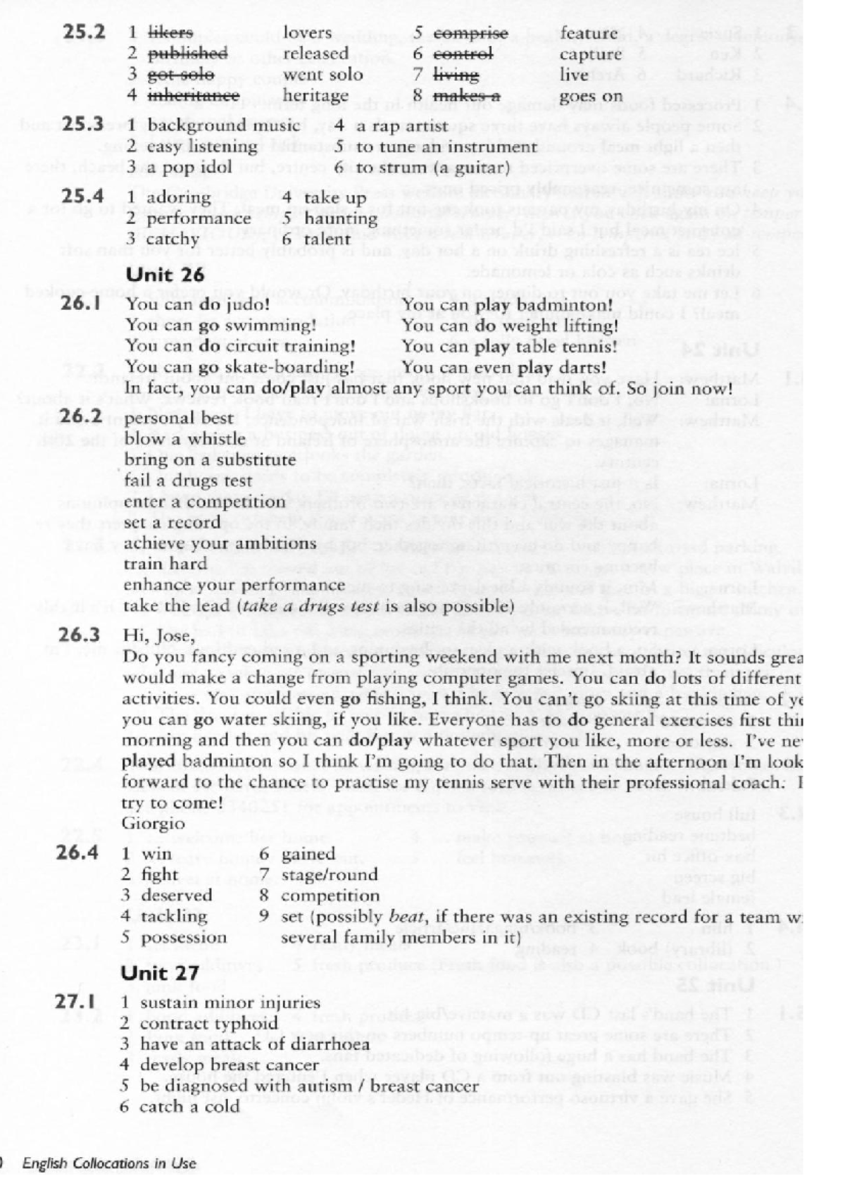 Cambridge - English Collocations In Use U27 Health and fitness Answers ...