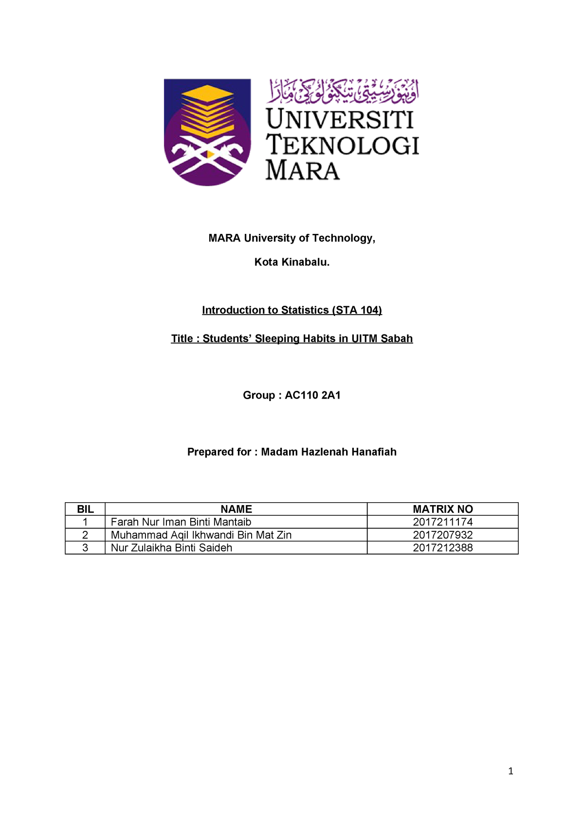 uitm-assignment-cover-page