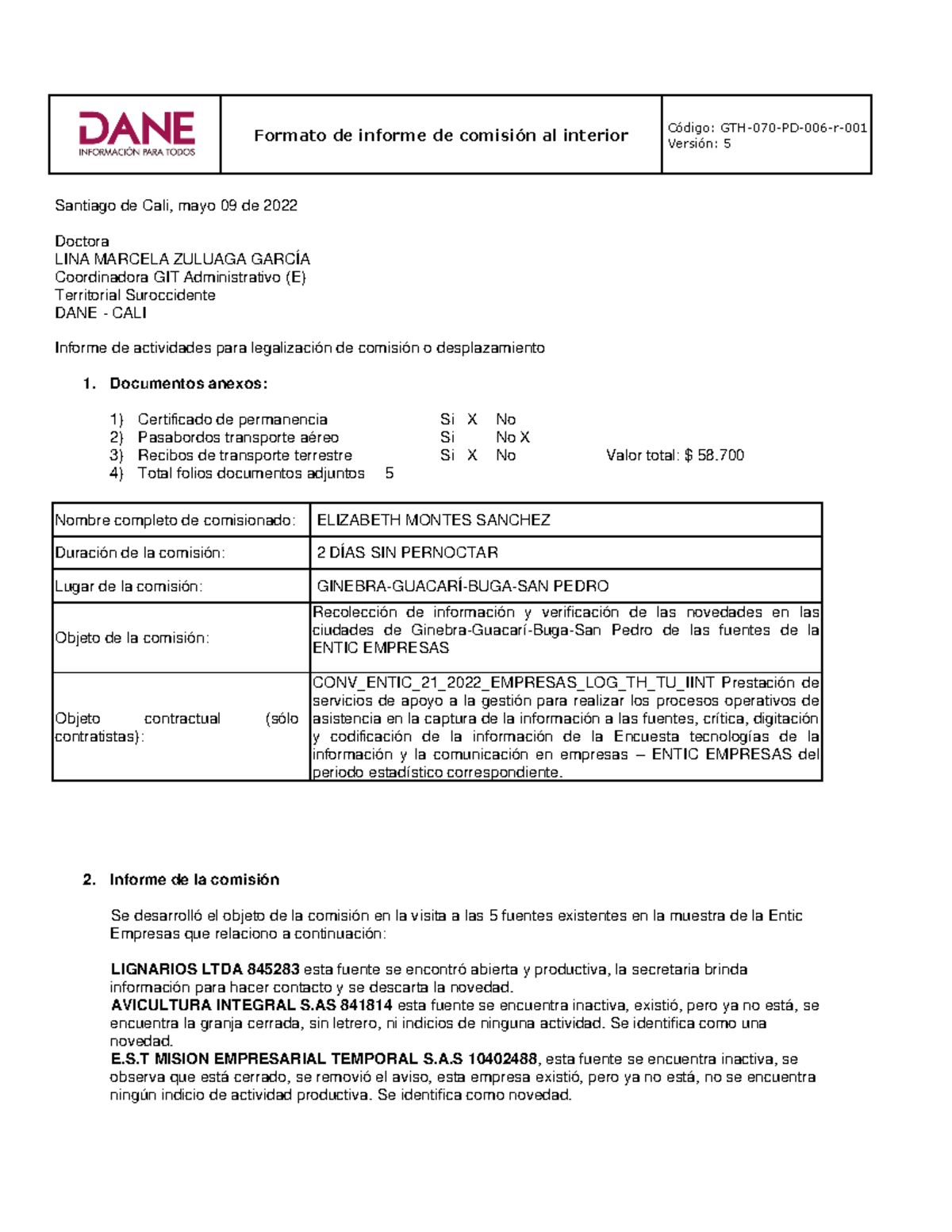 Legalizacióncomisión Formato De Informe De Comisión Al Interior