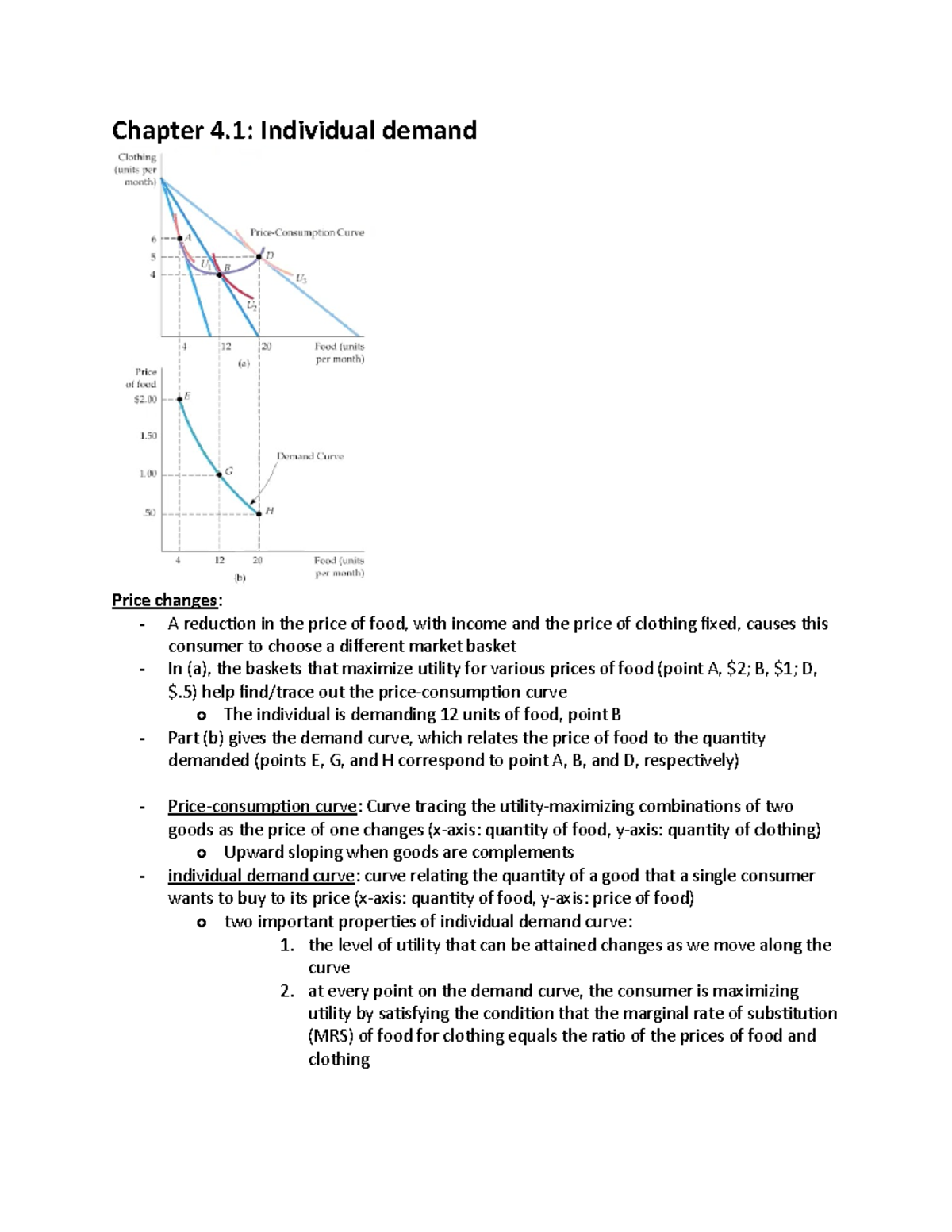 Econ306 test 2 - Notes test 2 - Chapter 4: Individual demand Price ...
