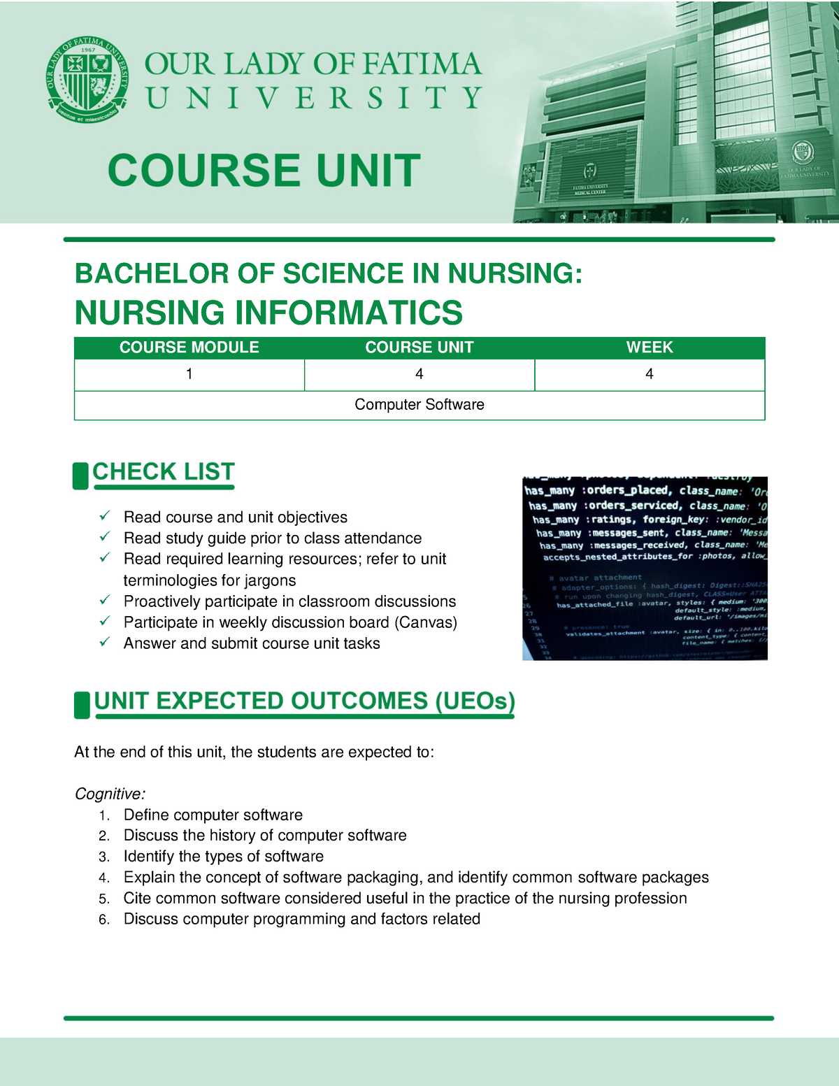 01 NI Course Unit 4 - NCMA 219 - Nursing Informatics - OLFU - Studocu