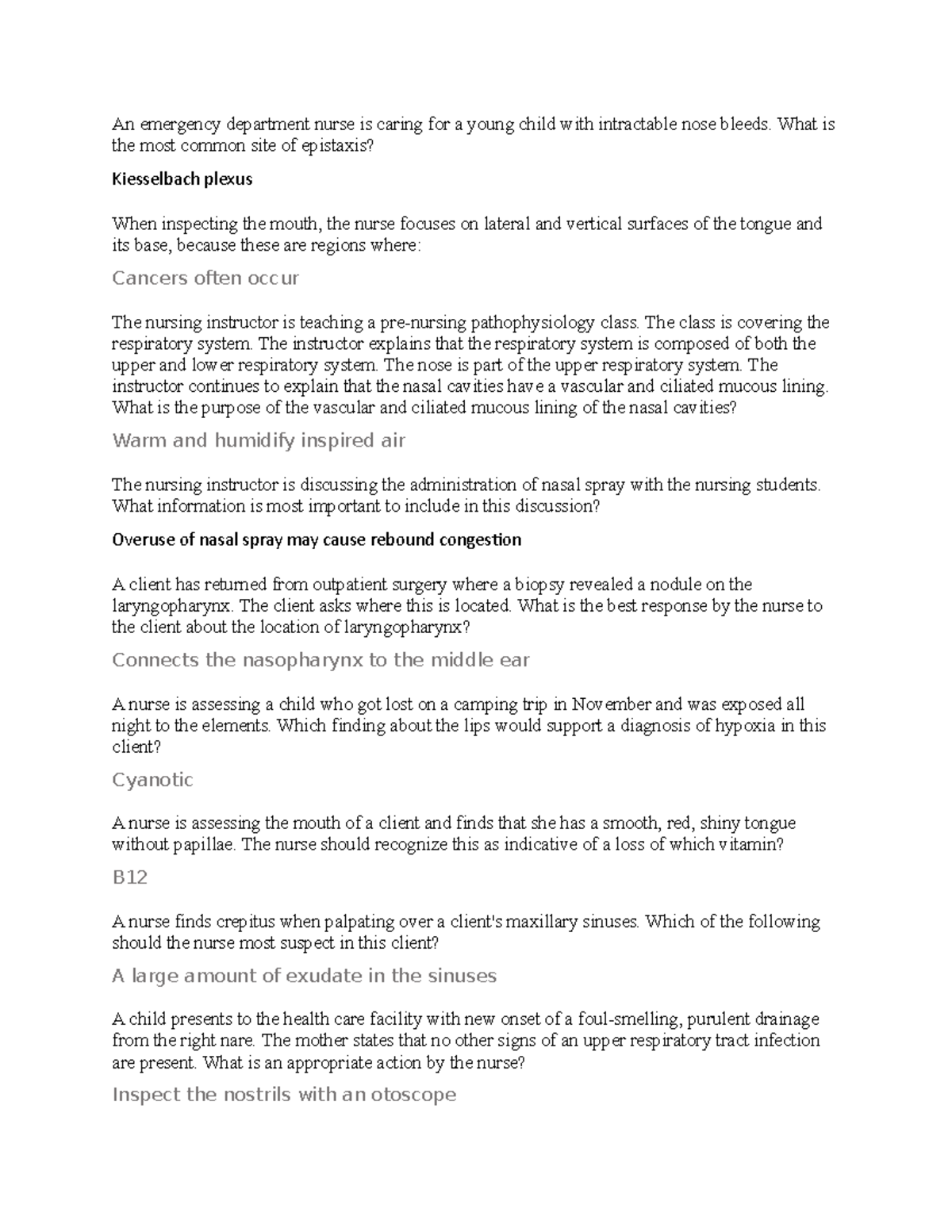 Prep UQuiz 2 - Lecture notes notes - An emergency department nurse is ...