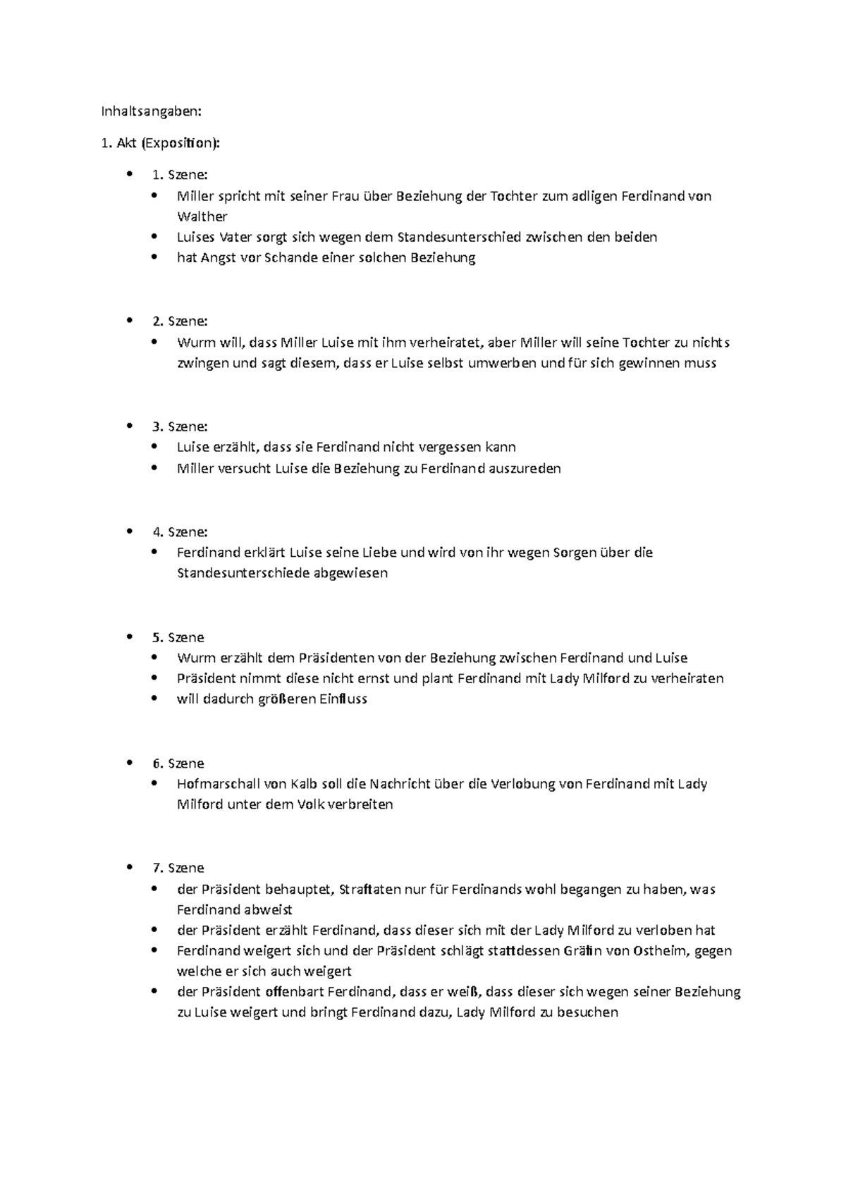 Inhaltsangabe Von Kabale Und Liebe Inhaltsangabe Kabale und Liebe - Inhaltsangaben: Akt (Exposition): 1