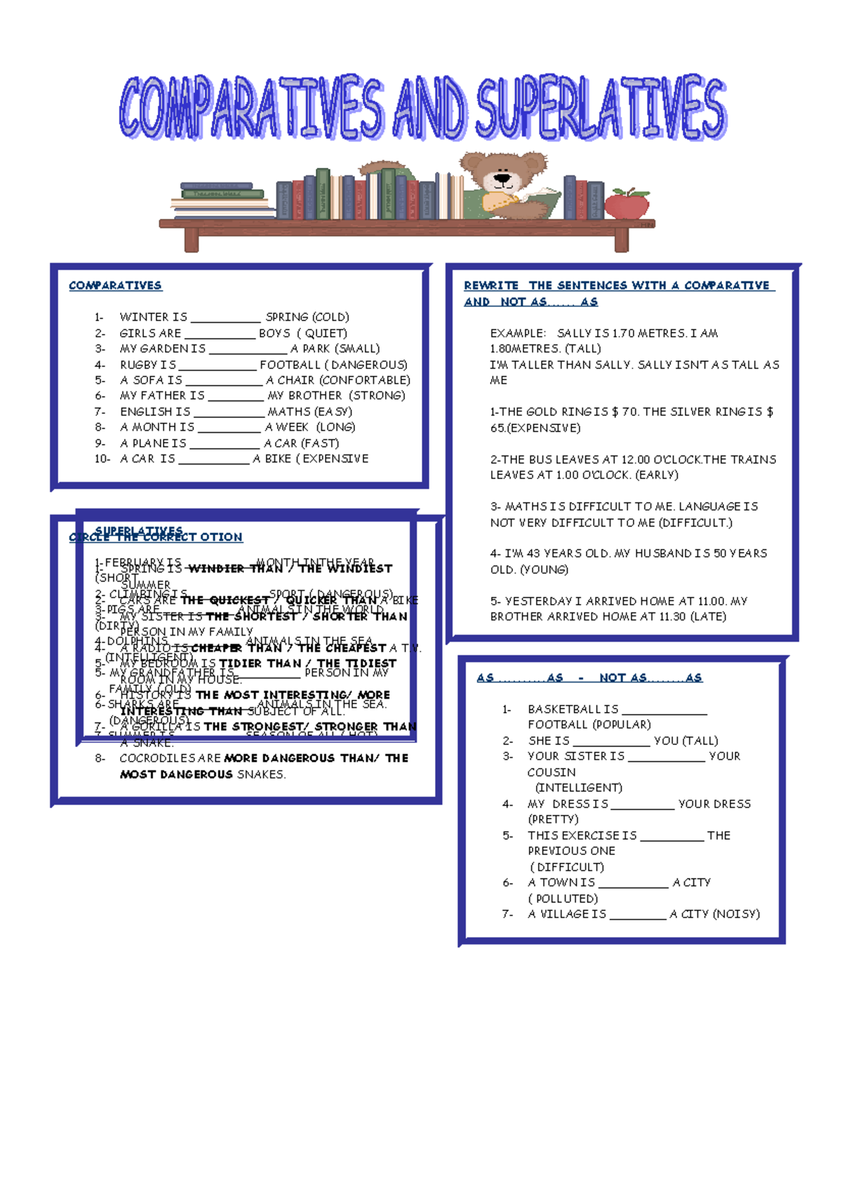 Comparatives AND Superlatives - COMPARATIVES 1- WINTER IS ...