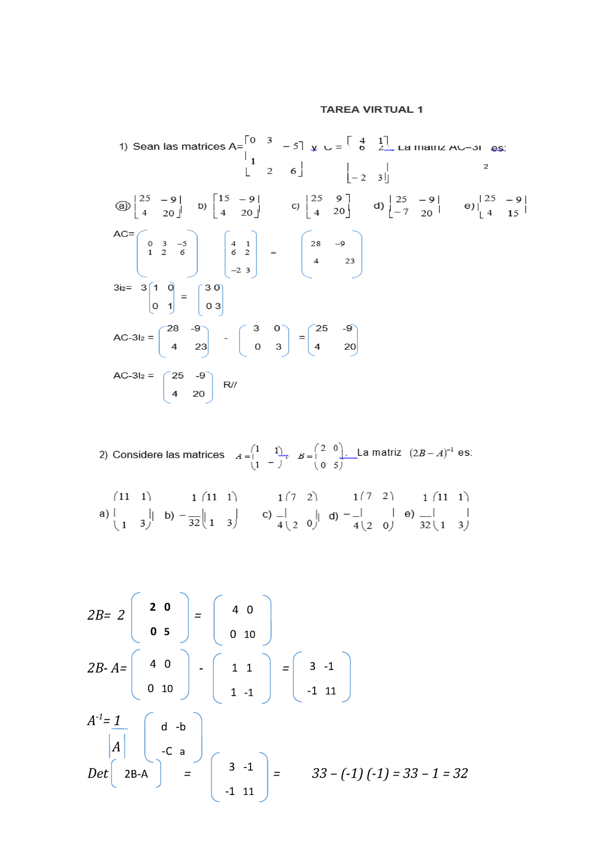 Tarea 1 Algebra de la materia de matematicas y algebra - Law - Studocu