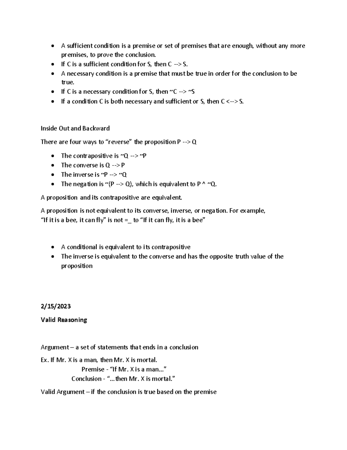 Discrete Math Notes - A sufficient condition is a premise or set of ...