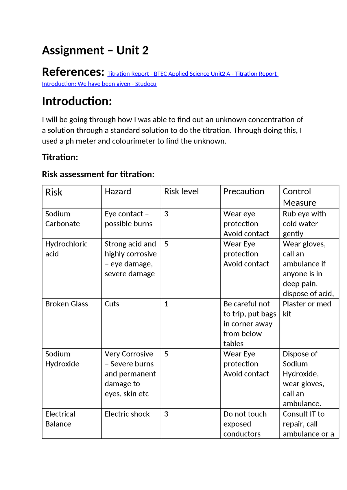 Assignment - Unit 2 Chemistry Colourimetry And Titration - Assignment ...