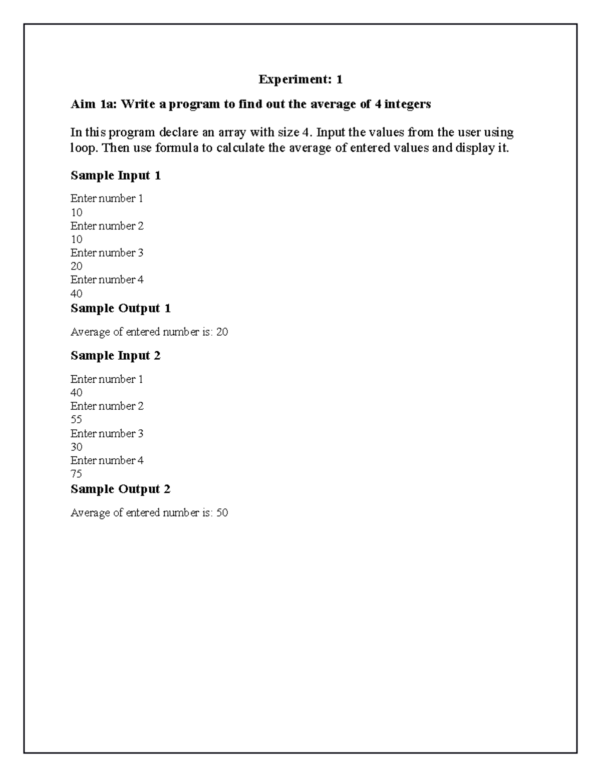 Worksheet for computer application - Aim 1a: Write a program to find ...