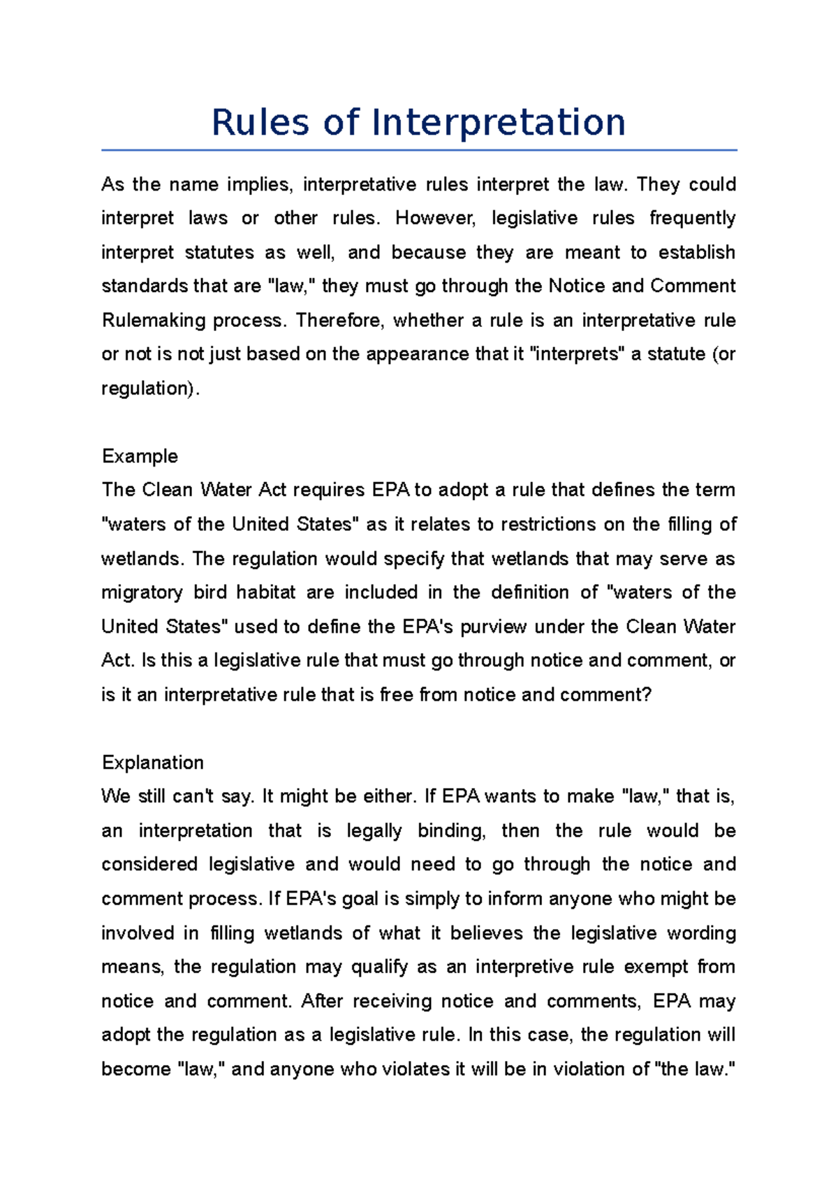 Brief note on Rules of Interpretation Rules of Interpretation As the name implies