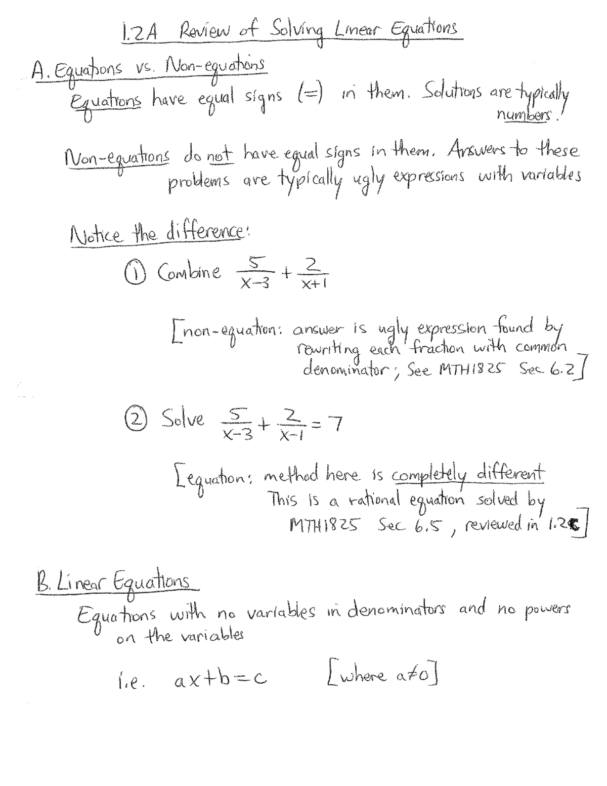 1.2A solving of linear equation - MTH103 - Studocu