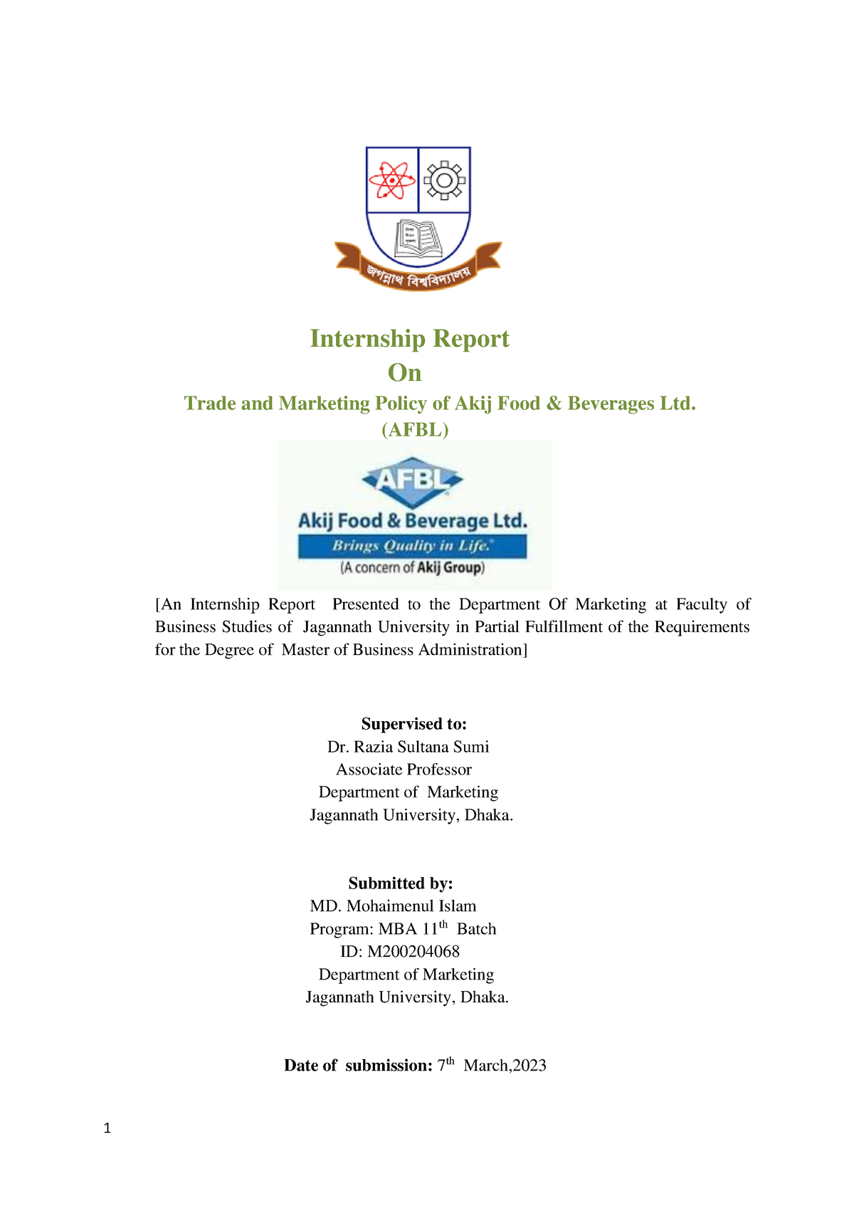 MBA Internship Report Internship Report On Trade And Marketing Policy   Thumb 1200 1697 