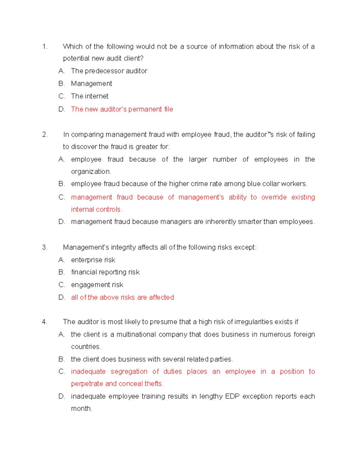 Audit Theory-QUIZ-7 - Which of the following would not be a source of ...