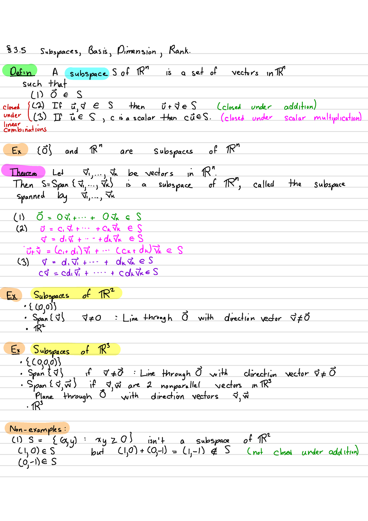 3.5.1- Subspaces - §3 - Subspaces , Basis , Dimension , Rank ...