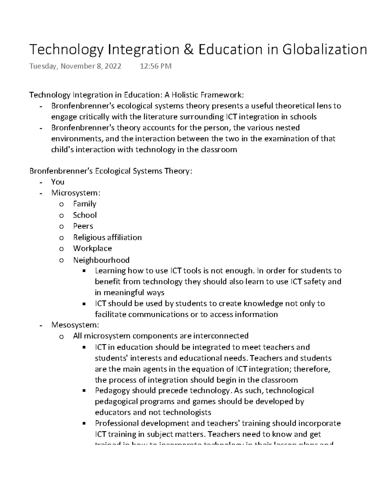 Lesson 7 Notes - Technology Integration in Education: A Holistic ...