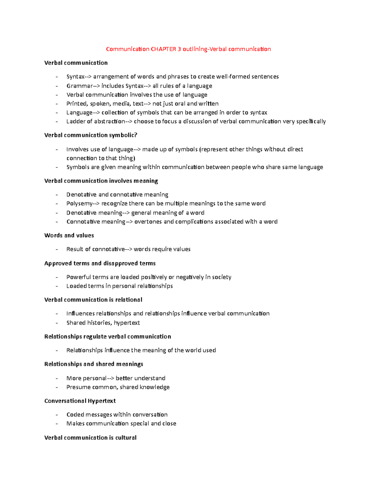Communication chapter 3verbal Communication CHAPTER 3 outlining