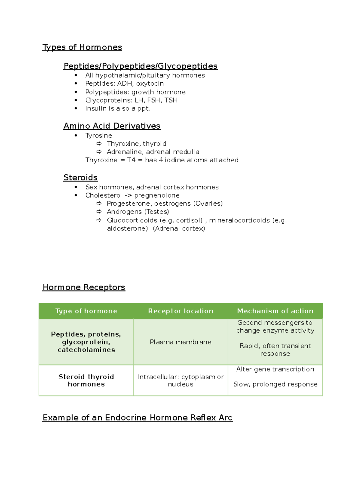 Types of Hormones - Lecture notes Human Anatomy and Physiology A ...
