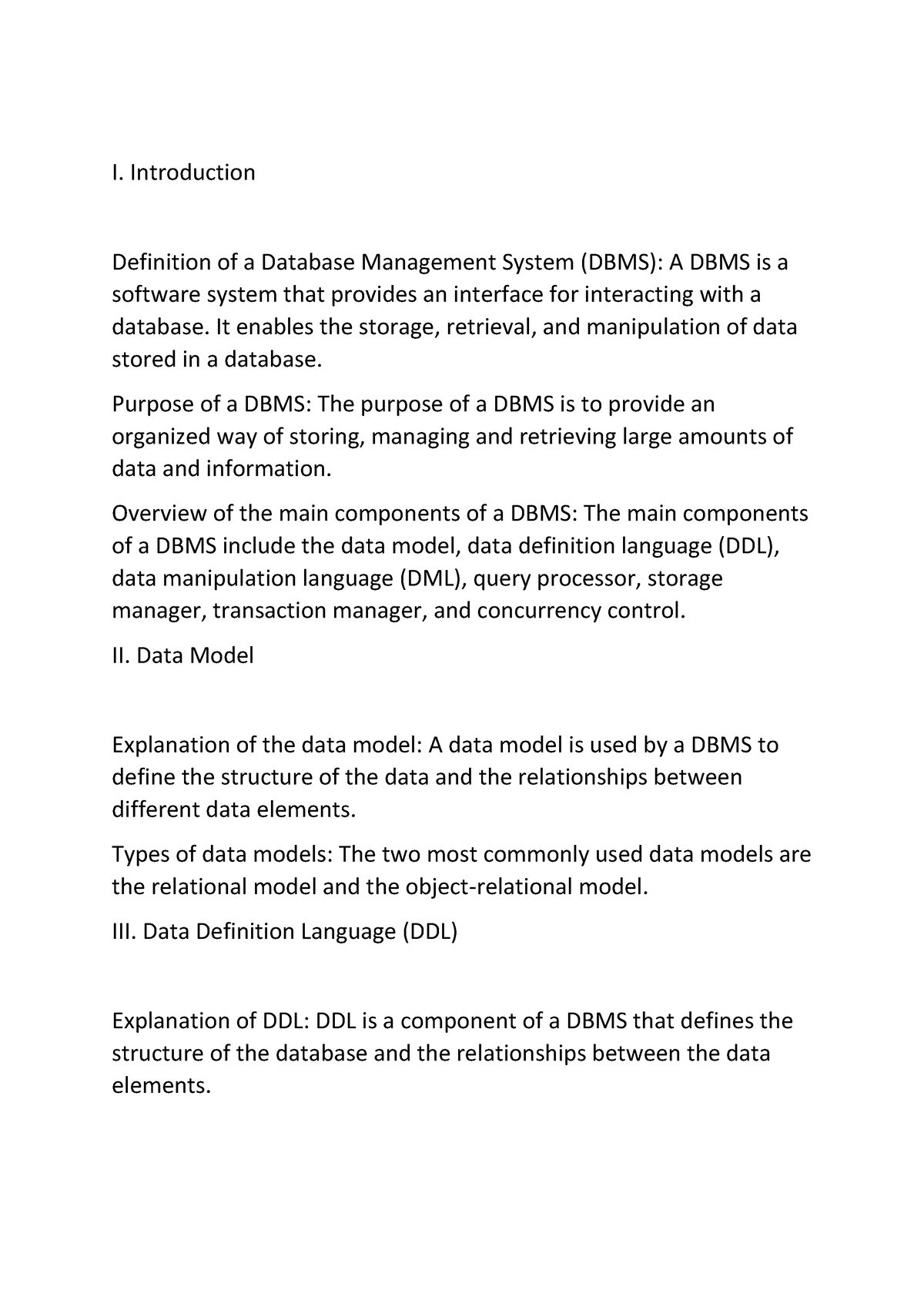 database management system essay