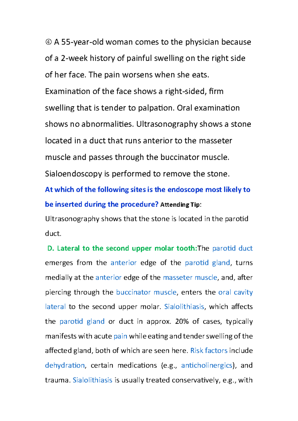 Case 4 - Solve Case 2 (Question) - A 55-year-old woman comes to the ...