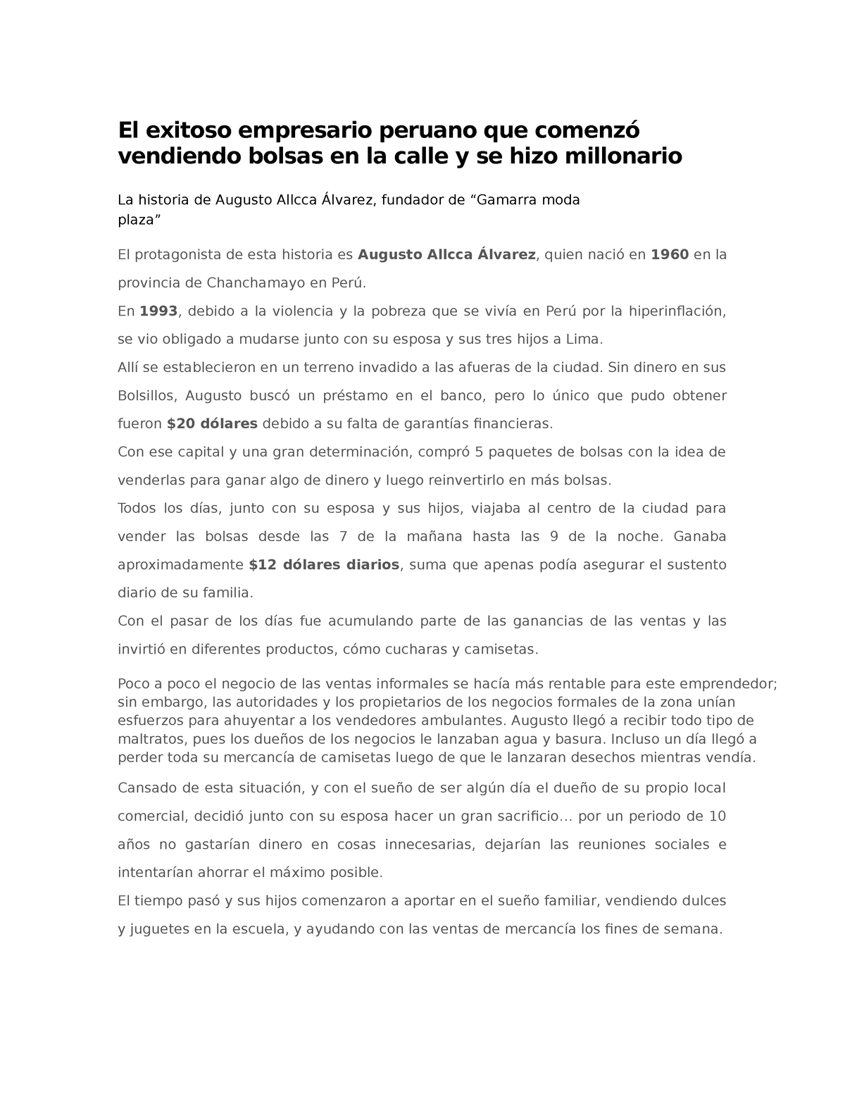 El Exitoso Peruano Hols El Exitoso Empresario Peruano Que Comenzó Vendiendo Bolsas En La 5805