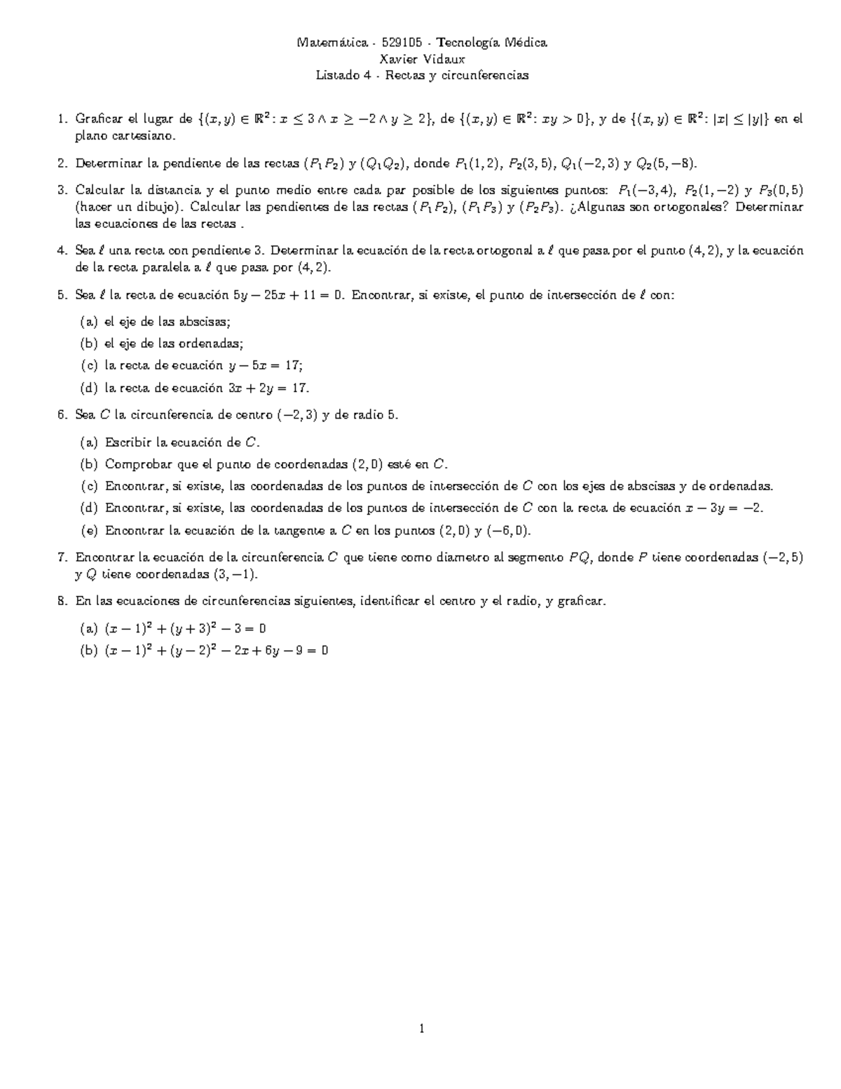 Listado 4-Geo Anal - Matem ́atica - 529105 - Tecnolog ́ıa M ́edica ...