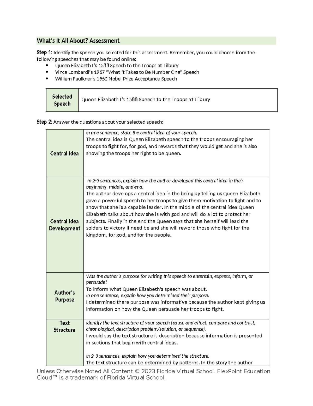 Whats it all about assessment - What’s It All About? Assessment Step 1 ...