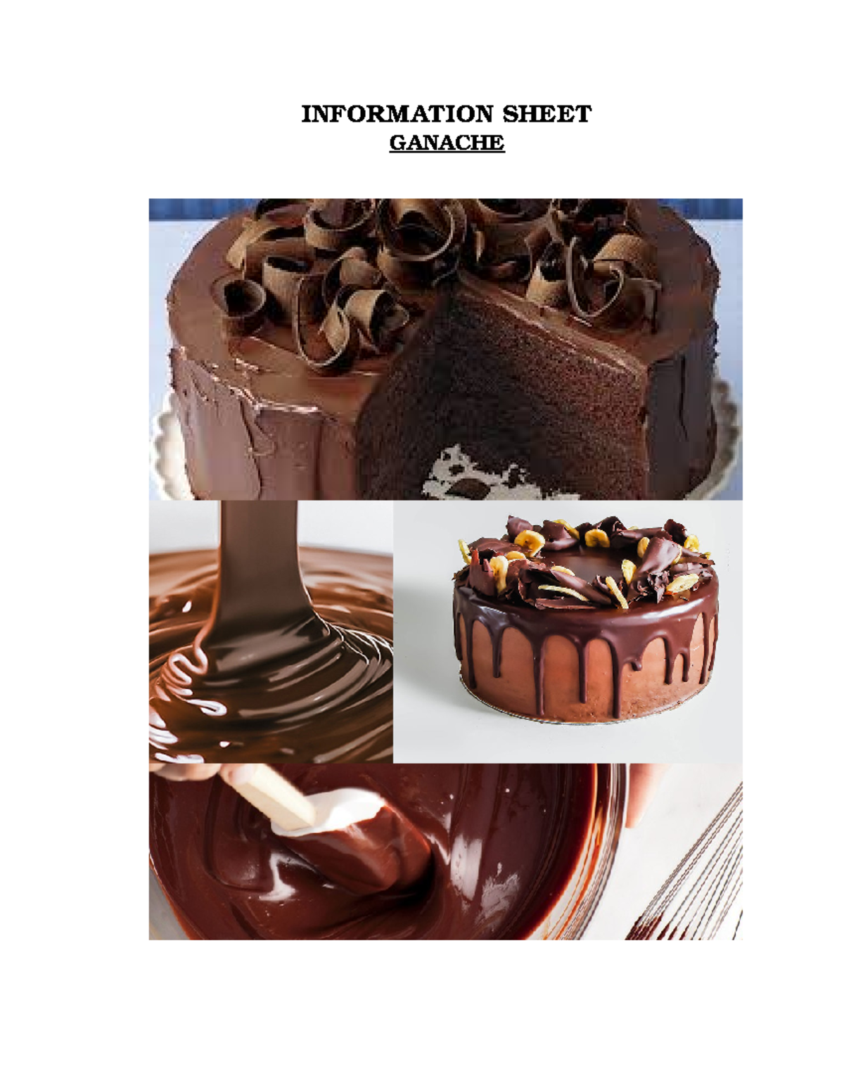 All About Chocolate Ganache Preparation! INFORMATION SHEET GANACHE