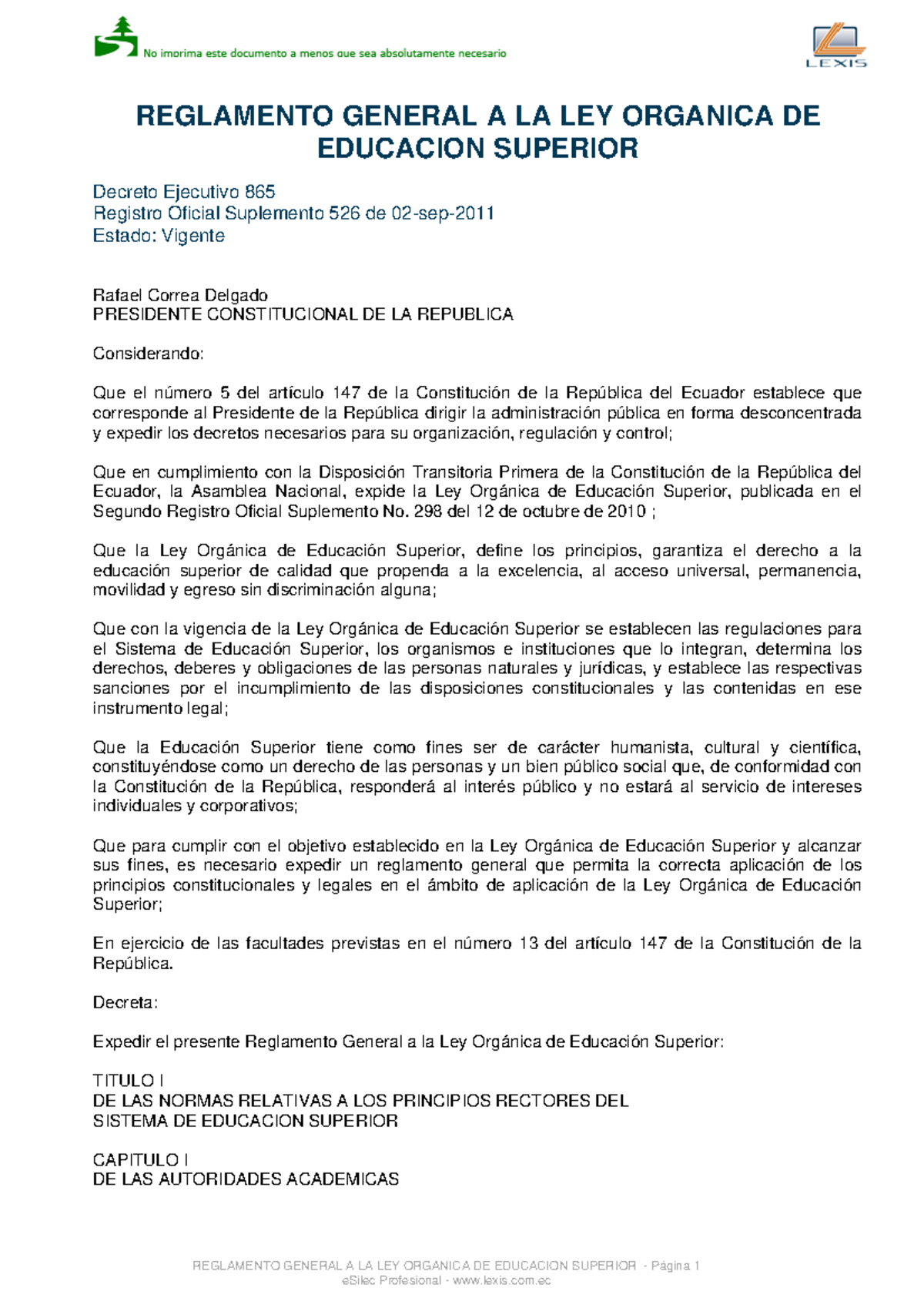 Reglamento LOES - REGLAMENTO GENERAL A LA LEY ORGANICA DE EDUCACION ...