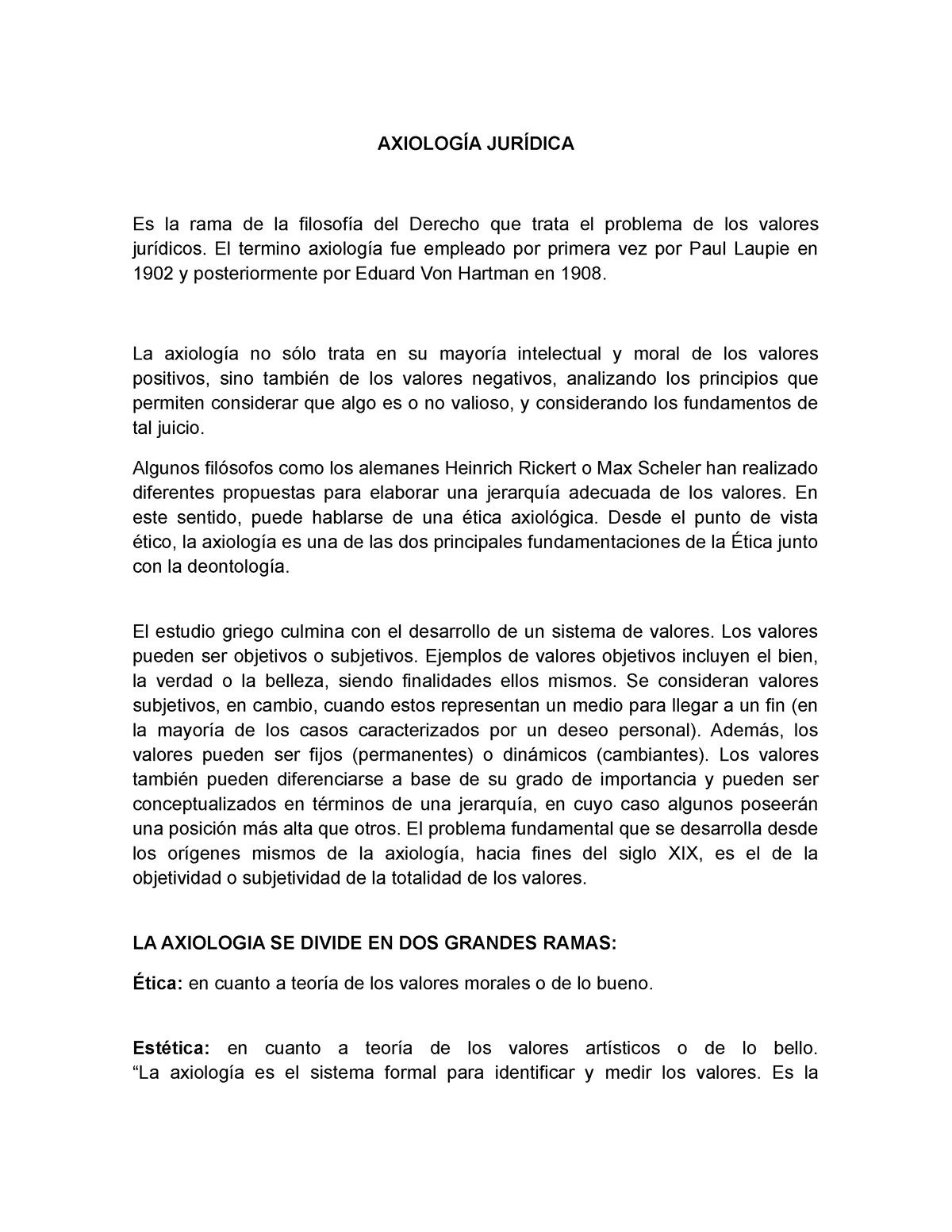 Axiología Jurídica AxiologÍa JurÍdica Es La Rama De La Filosofía Del Derecho Que Trata El 8380