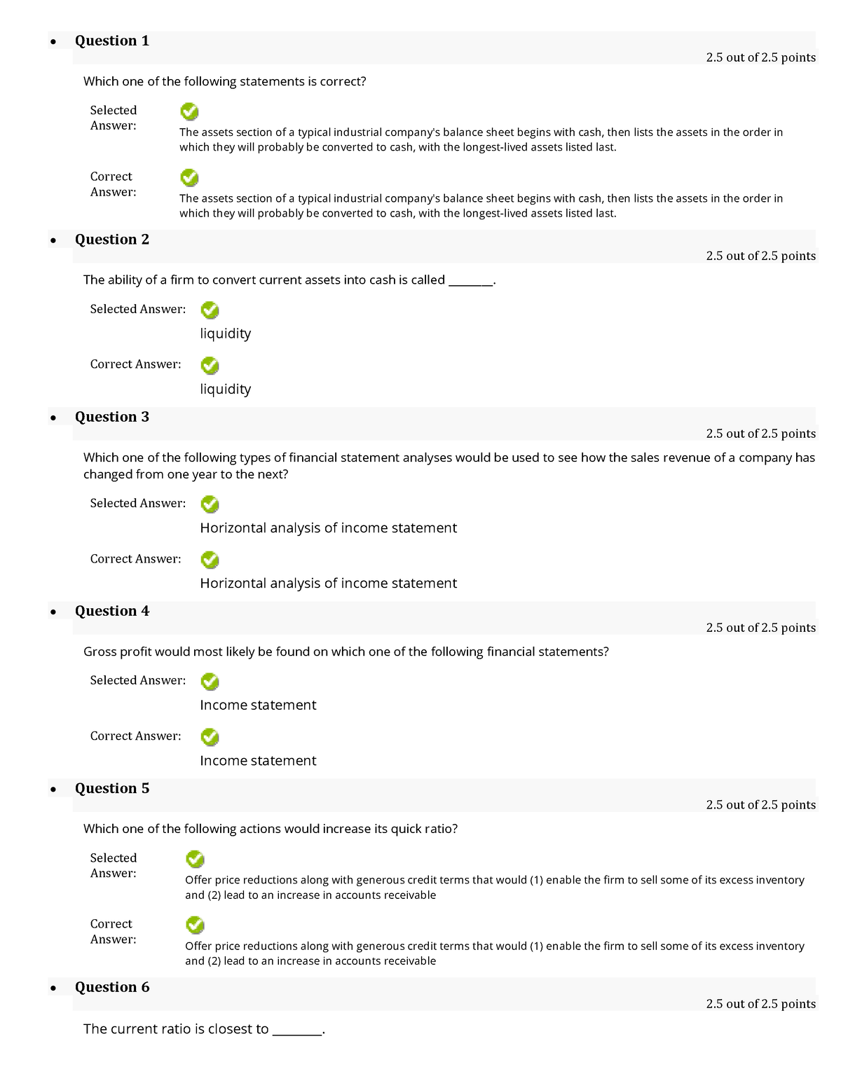 ACT500-Quiz8 - quiz8 - • Question 1 2 out of 2 points Which one of the ...