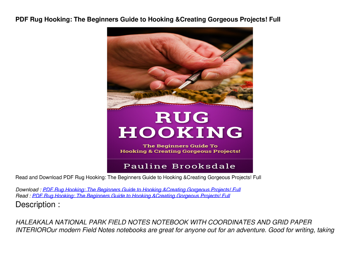 PDF Rug Hooking: The Beginners Guide To Hooking Creating Gorgeous ...