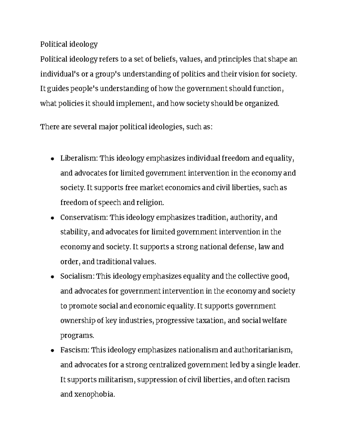 types of political ideology essay