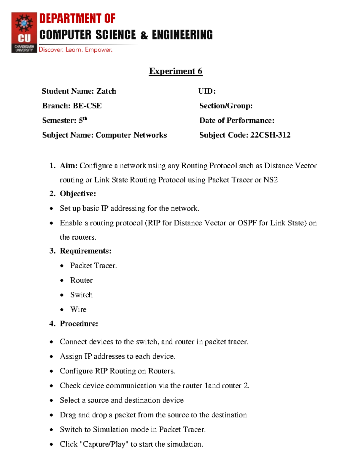 CN 6 - Computer networking - DEPARTMENT OF COMPUTER SCIENCE ...