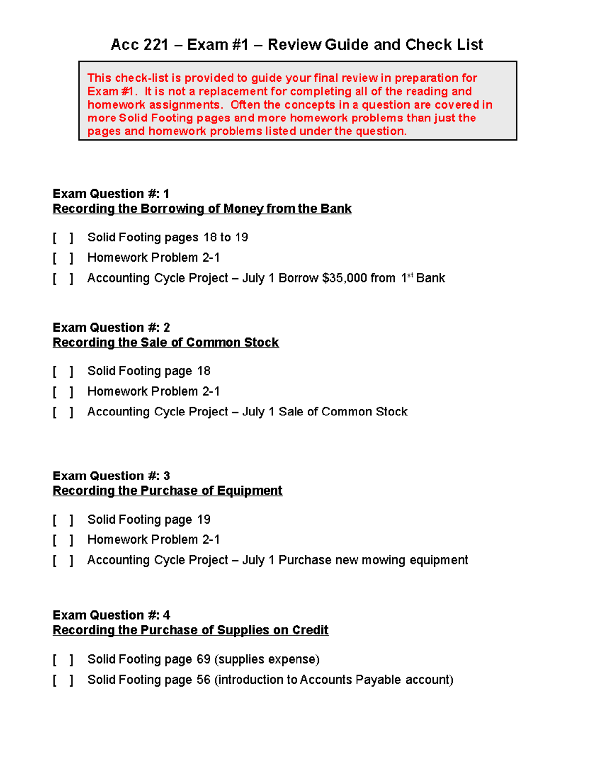 Fall 2019 Exam 1 - Review Outline And Check List - Acc 221 – Exam #1 ...